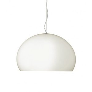 Kartell FL/Y kattovalaisin, mattavalkoinen, sisäpuoli kahvinruskea